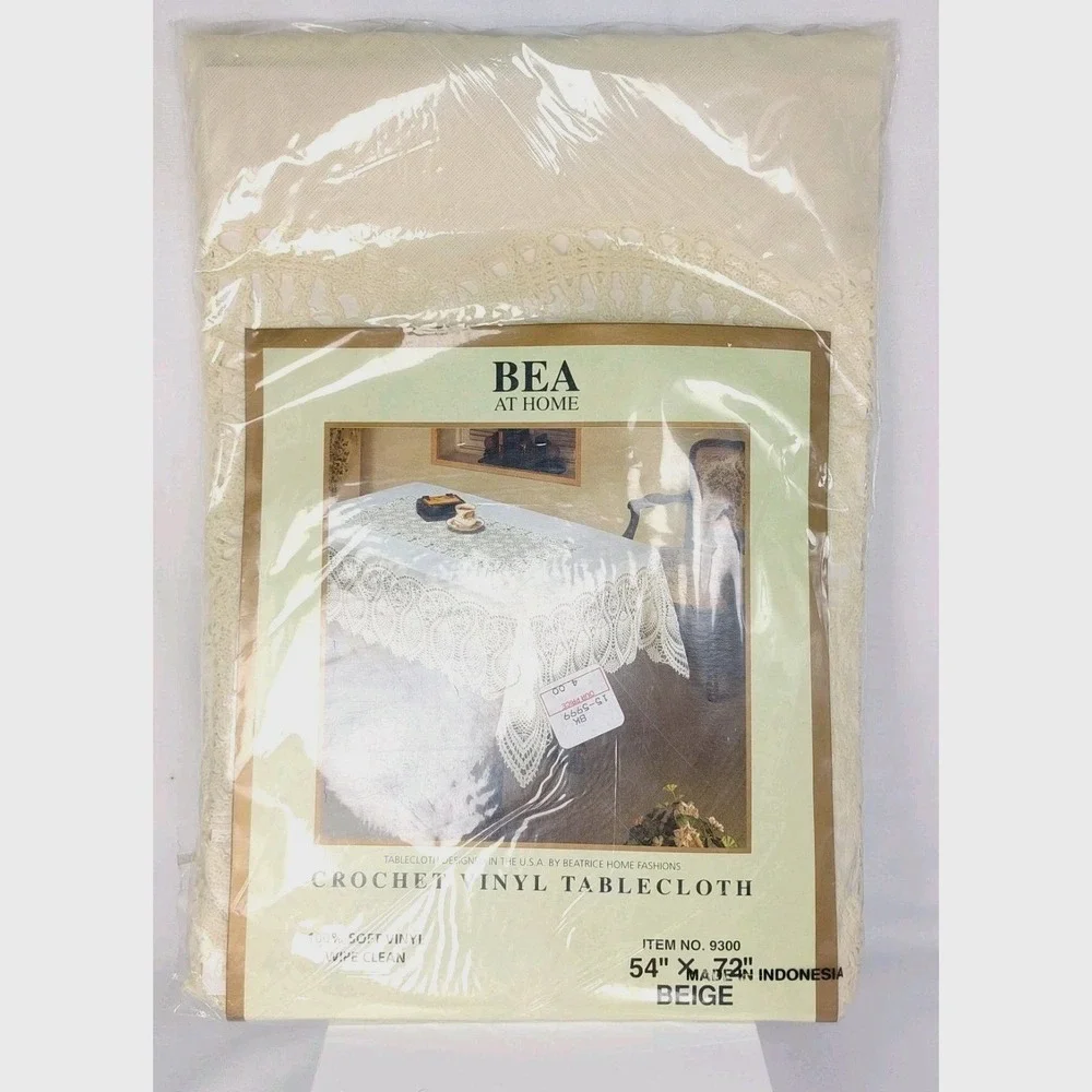 Bea At Home Tablecloth Rectangle Crochet Lace Soft Vinyl, 54